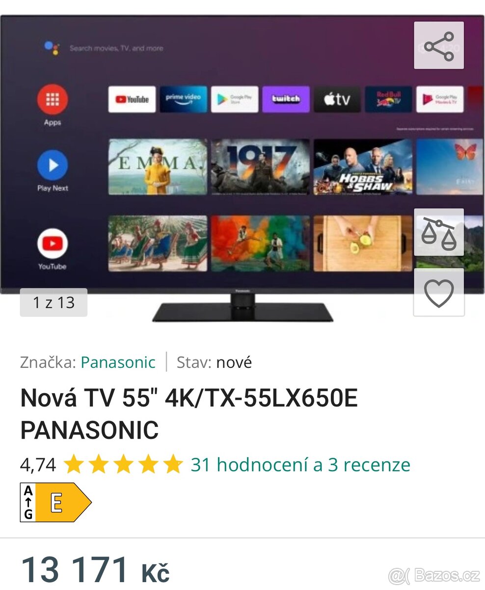 Nová TV 55" 4K/TX-55LX650E PANASONIC