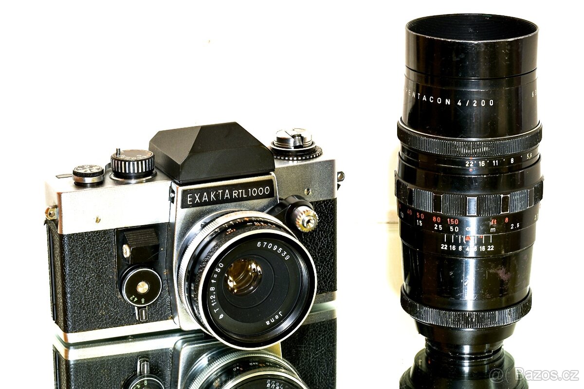 Exakta RTL1000 + CZJ 2,8/50mm + 4/200mm + brašna