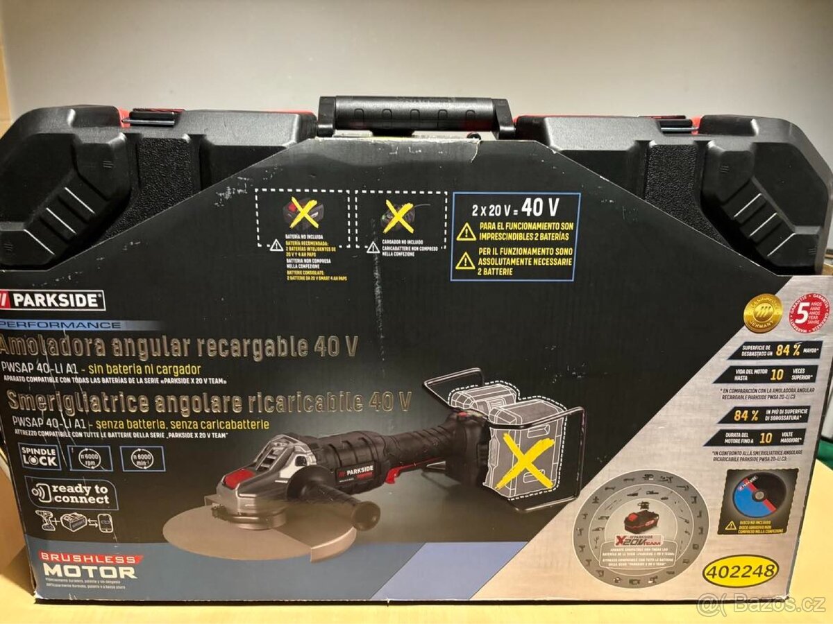 Aku Úhlová Bruska PARKSIDE PERFORMANCE 40 V, PWSAP 40-Li A1
