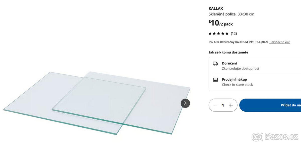 Kallax 704.237.65, skleněná police, dvě balení