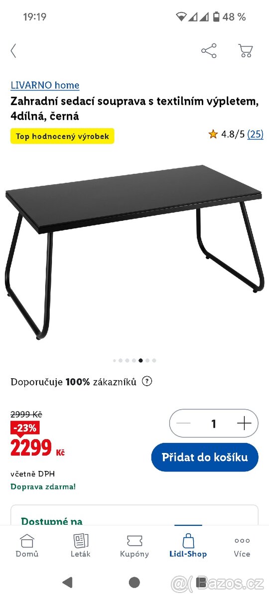 Venkovní stolek sklo Lidl nový