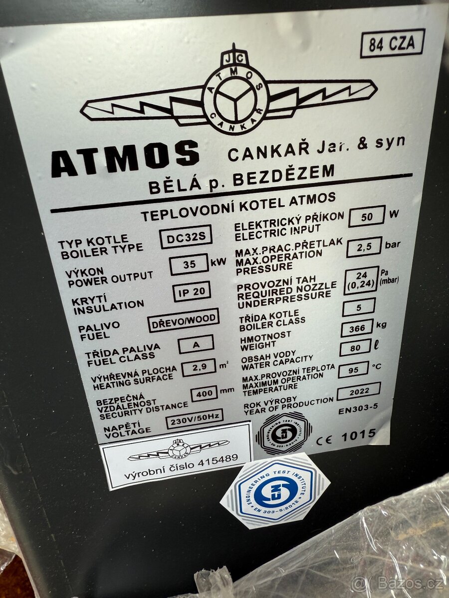 Kotel Atmos, akumulační nádrž Reflex 1500l