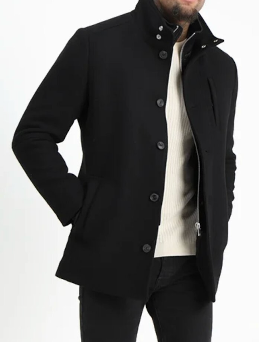 Krátký černý kabát Jack Jones Premium jprduane, vel. S