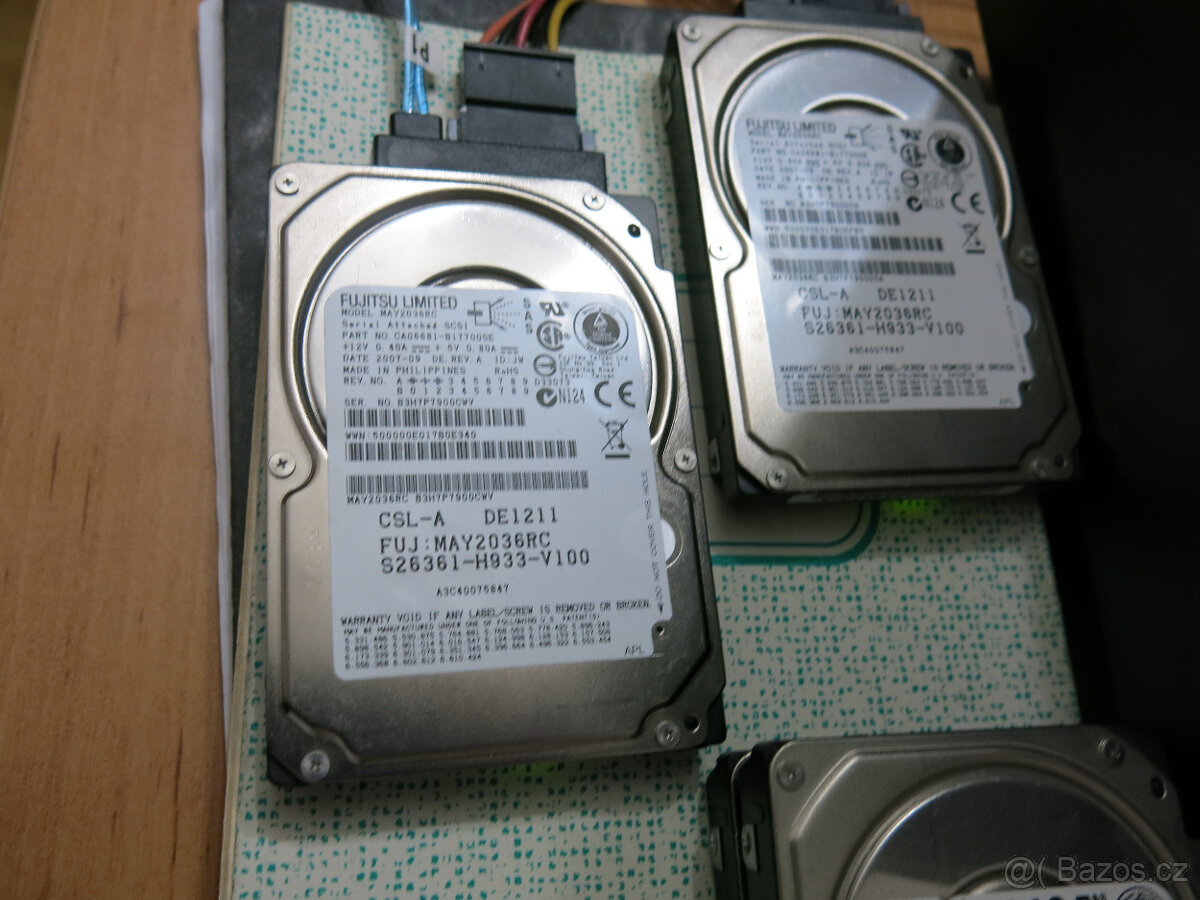 prodám pevné disky 36GB SAS 2.5" HDD Fujitsu model MAY2036R