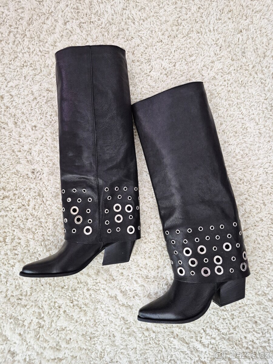 Nové dámské kožené vysoké kozačky, velikost 38 a 39