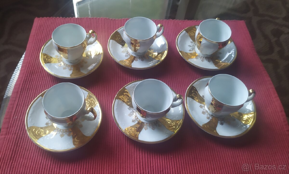 Prodám sadu šálku s podšálkem pozlacené