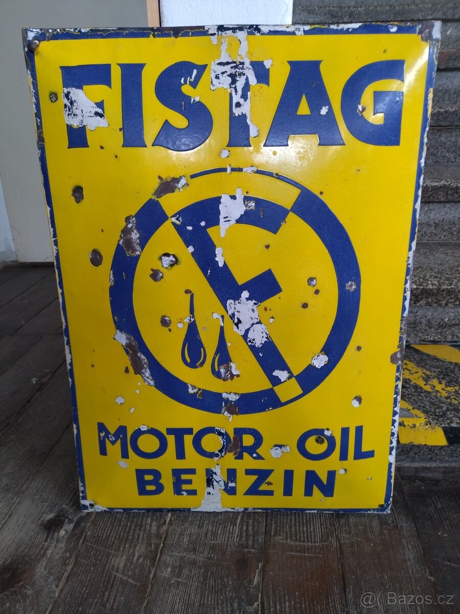 Stará reklamní cedule FISTAG - MOTOR OIL