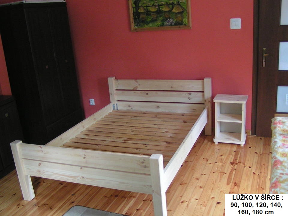 Nová masivní dřevěná postel v rozměru 160 x 200 cm