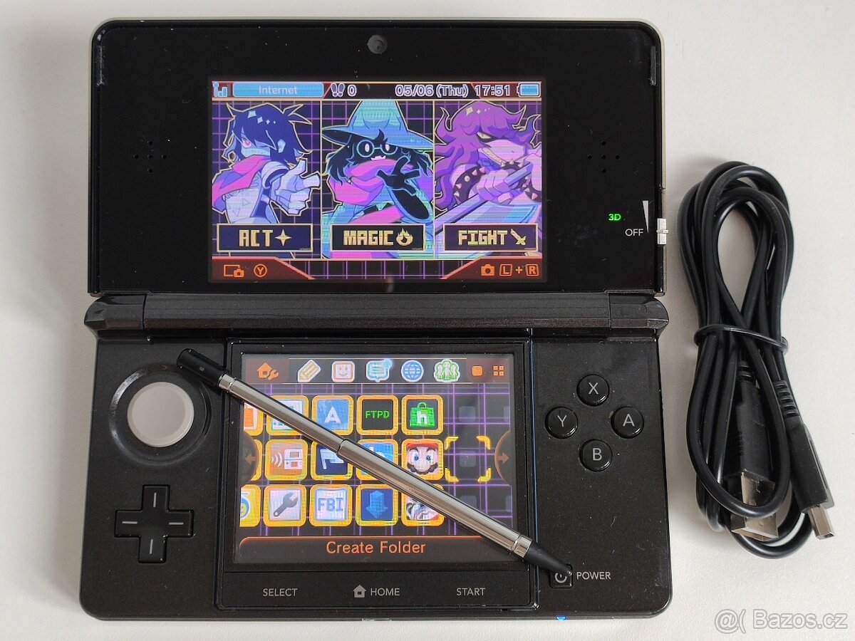 PRODÁNO Nintendo 3DS Cosmos Black+homebrew hack a 64GB karta