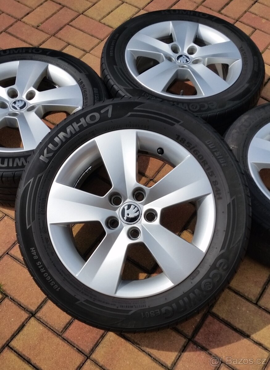 Letní sada ŠKODA Fabia3, Rapid 5x100 R15 pneu 185/60/15
