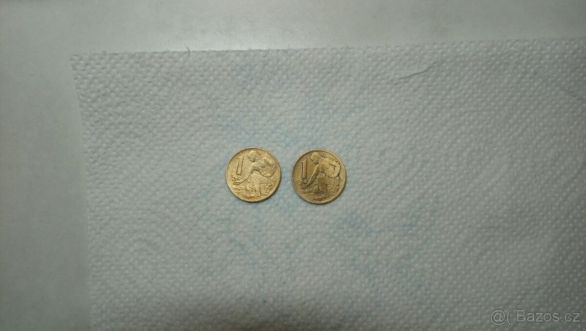 1 Kčs r. 1963, 2 mince UNC