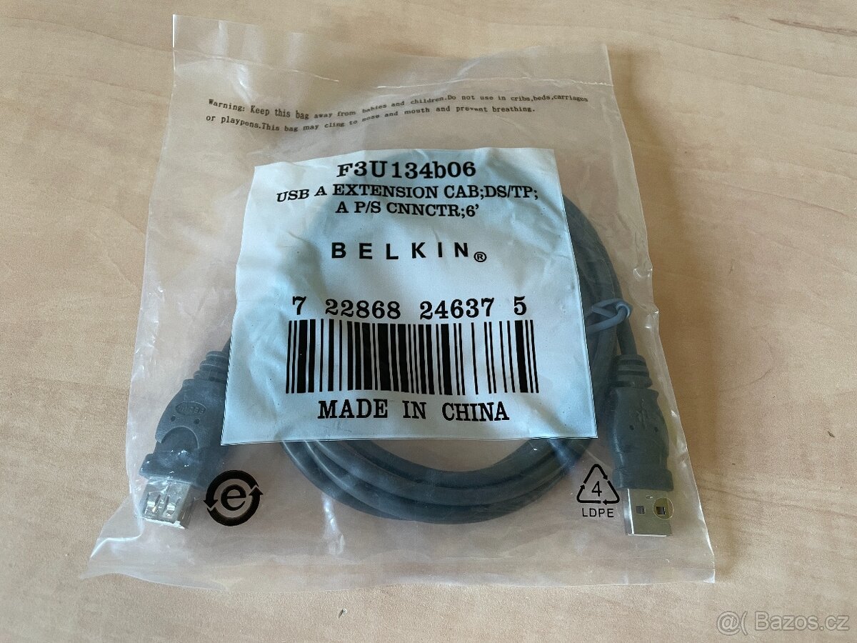 10ks USB 2.0 prodlužovací kabel USB A-A černý Belkin