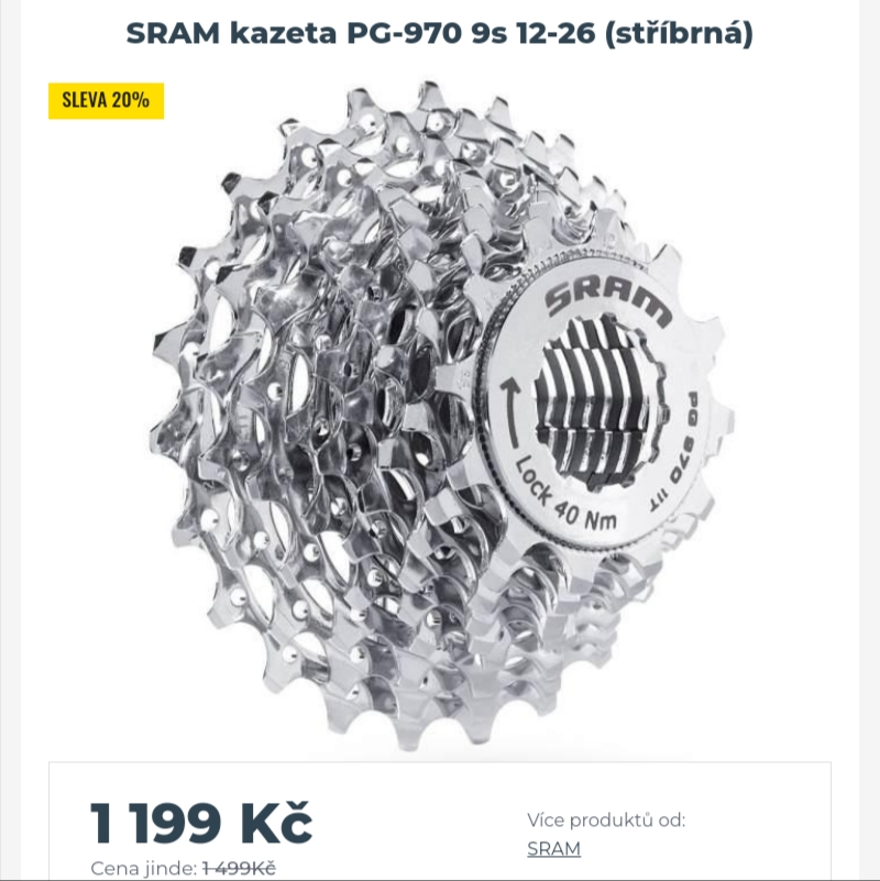 Prodáno.Nová kazeta Sram PG řady 970