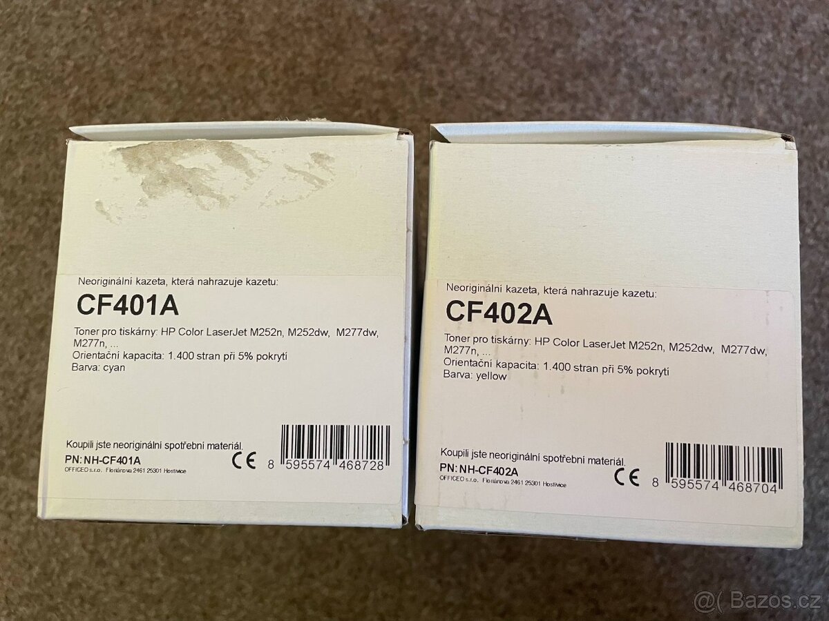 Kompatibilní toner HP CF401A, CF402A - tyrkysový, žlutý