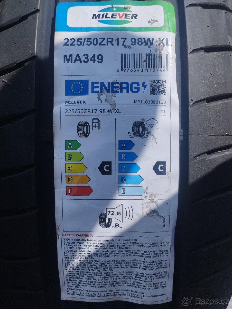 Nové letní pneu 225/50/17.