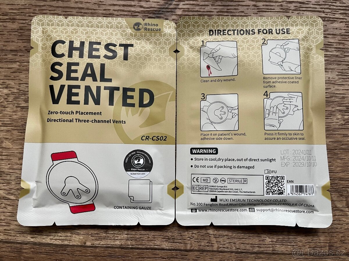 Chest seal vented (hrudní krytí s ventilací) RhinoRescue