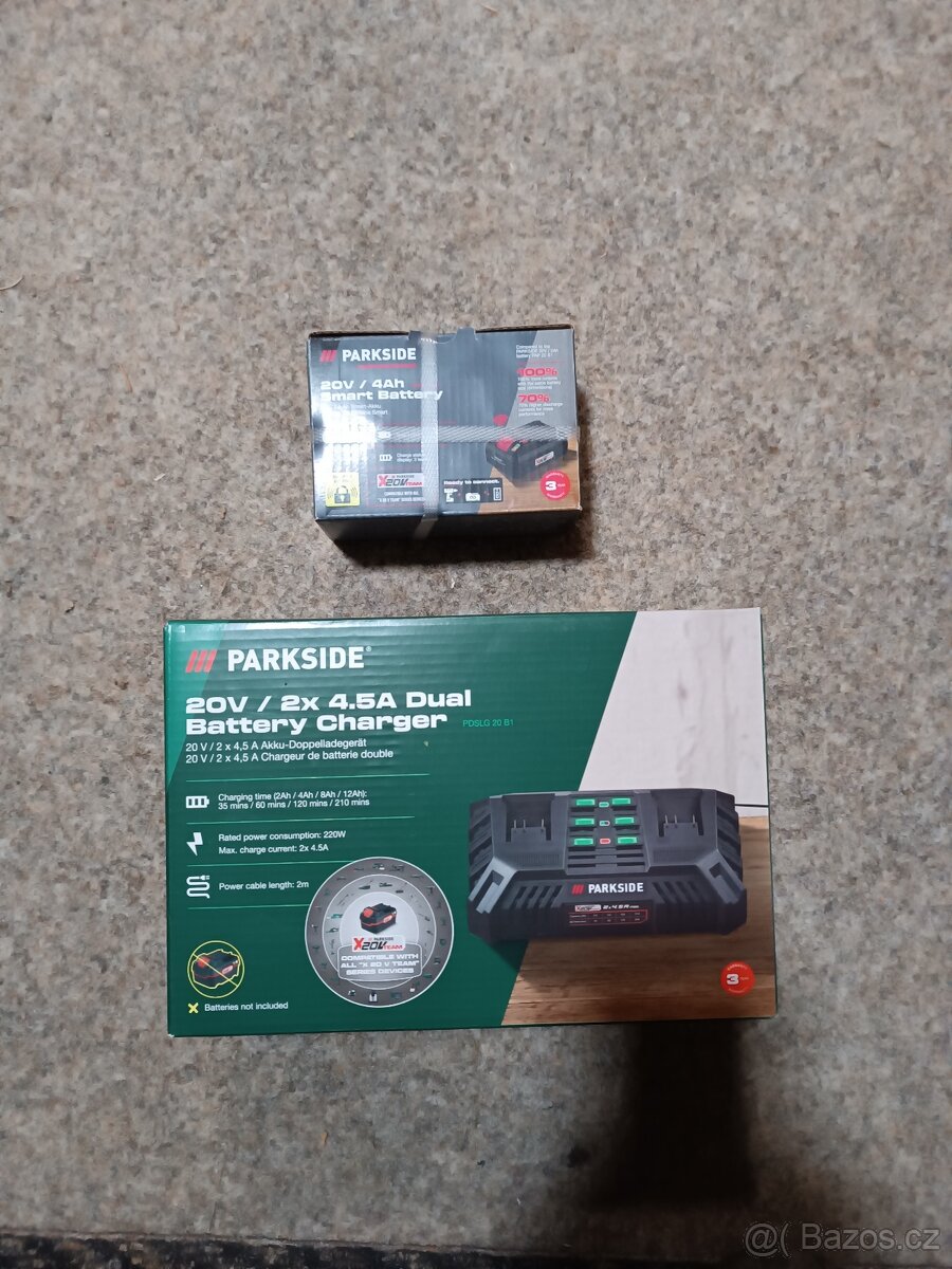 baterie Parkside 4Ah  + duální rychlonabíječka