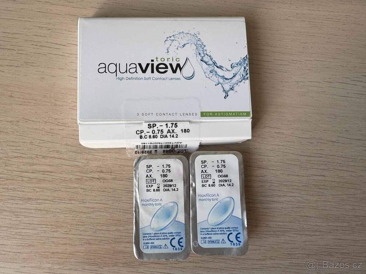 Kontaktní čočky Aquaview -1.75 cp -0.75