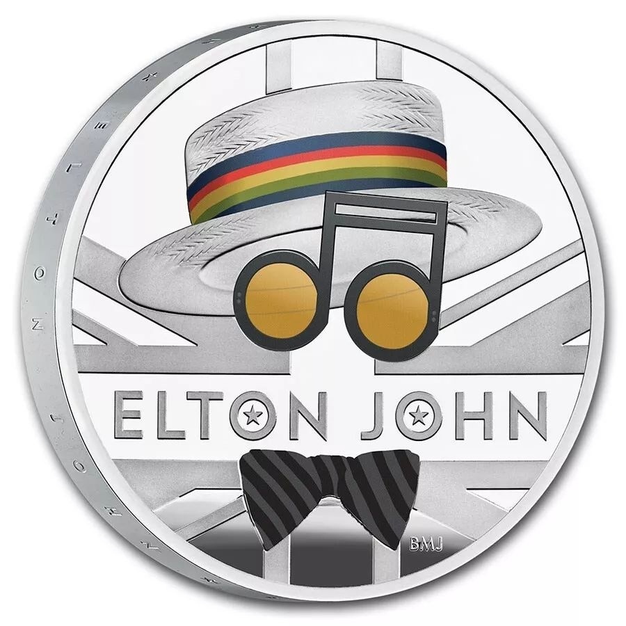 ELTON JOHN Music Legends 1 oz Pure Silver Proof Colored