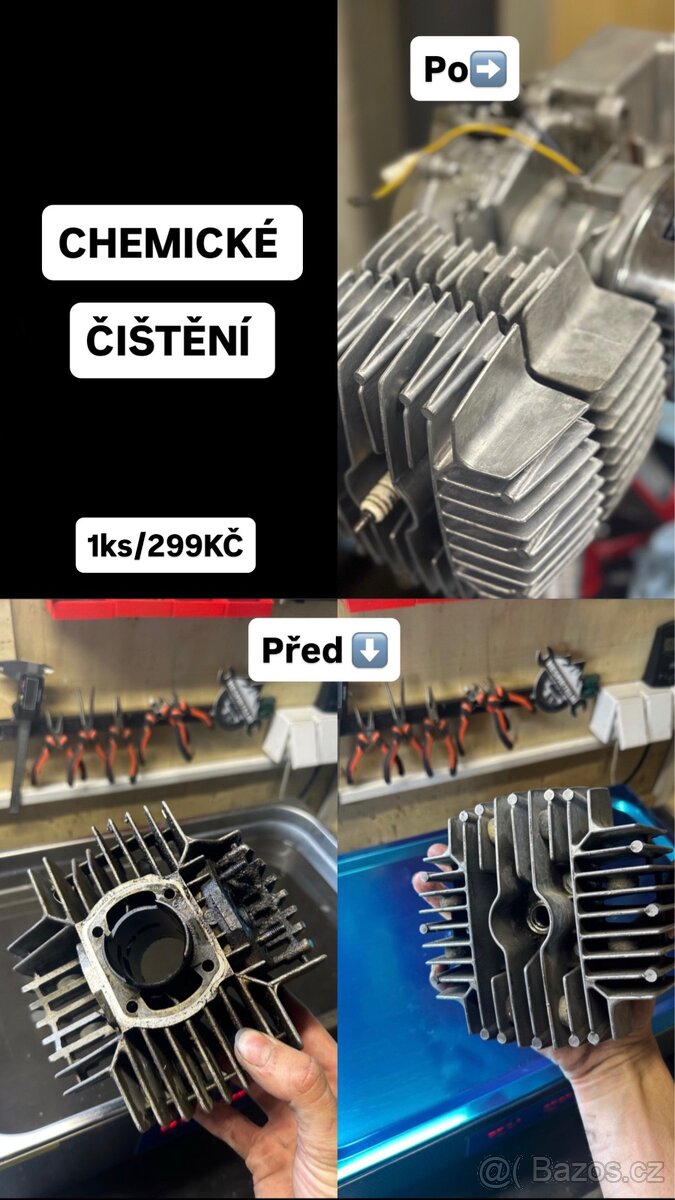 Ultrazvukové čistění hliníku Jawa 50 , Babetta …