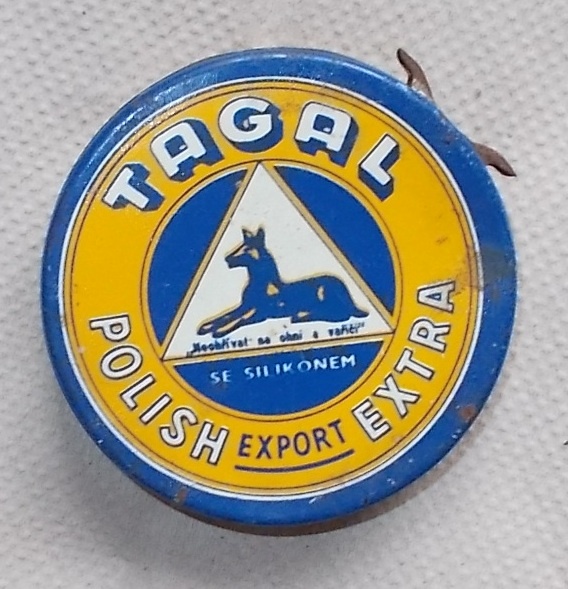 Stará plechová, krabička: Tagal, krém na boty.