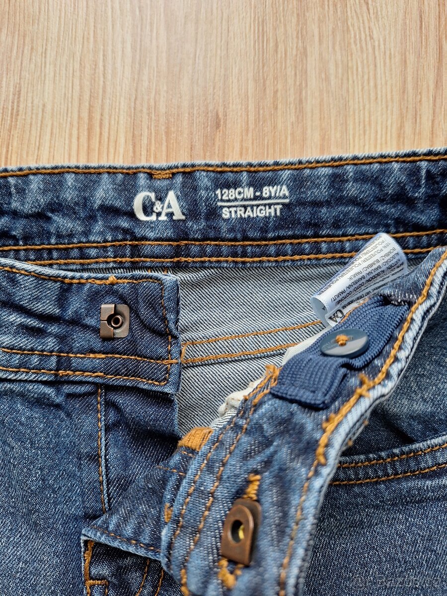 Dětské dívčí džíny zn. C&A nastavovací pas vel.128 a 134