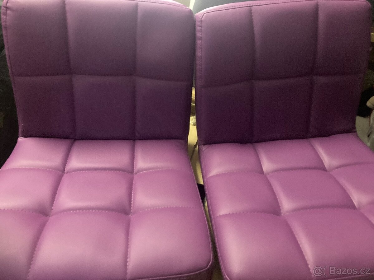 Židle na kolečkách fialové 2ks
