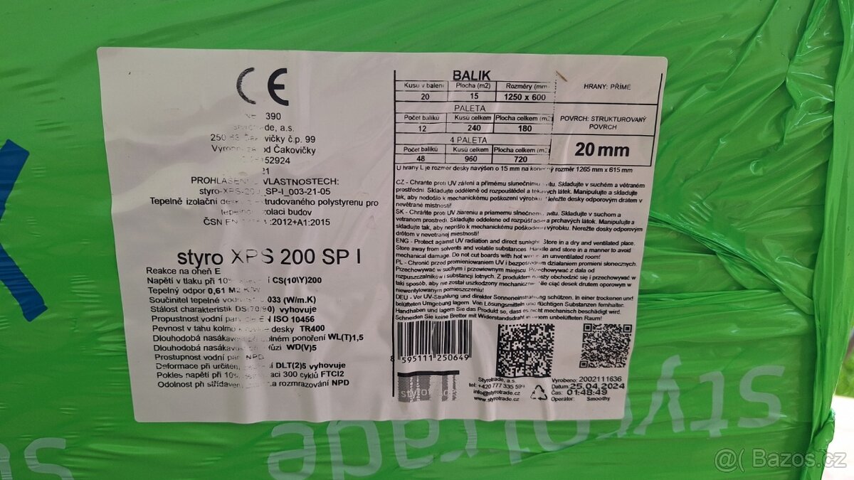Extrudovaný polystyren (XPS) 20mm - 25ks