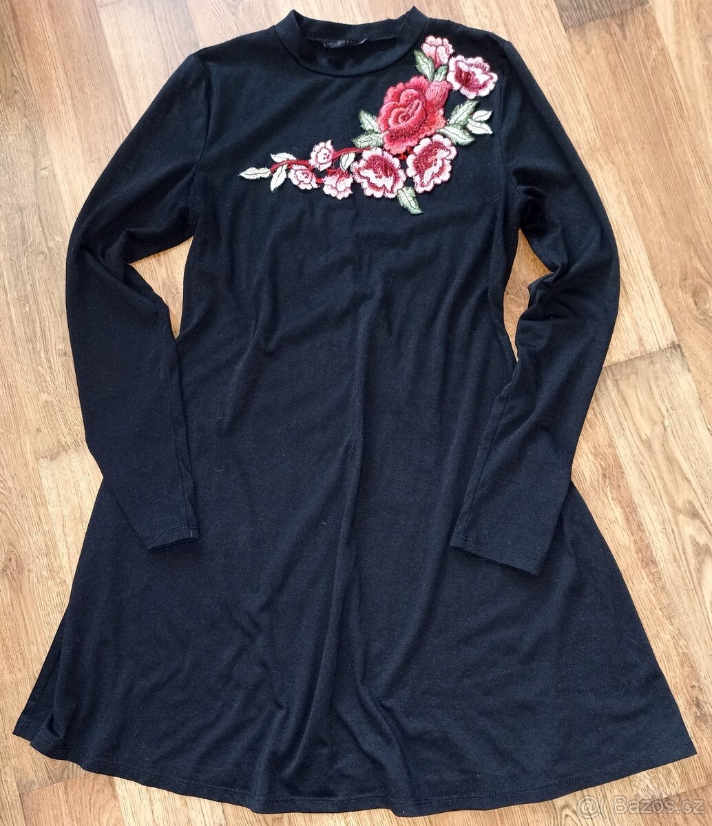 ČERNÉ ŠATY S VÝŠIVKOU - SHEIN - VEL.S=============