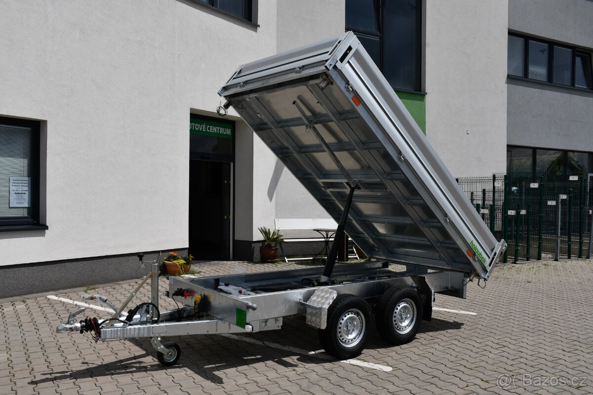 Třístranný sklápěcí přívěs do 2700 kg 3,1m ELEKTOHYDRAULIKA