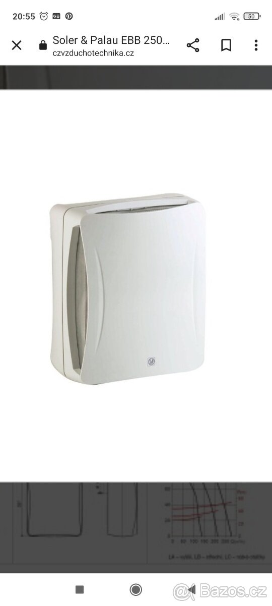 Malý radiální ventilátor SaP EBB 250 N T do koupelny
