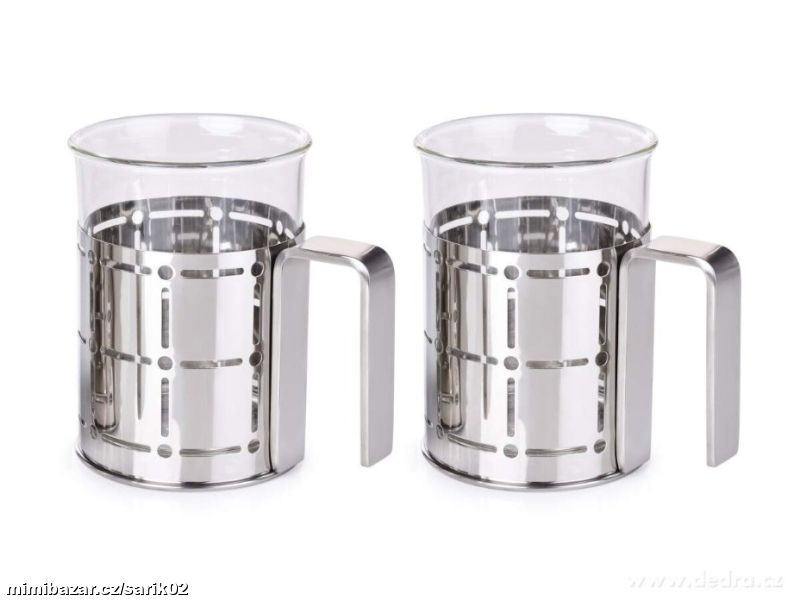 Set 2 skleněných hrnků z borosilikátového skla (220 ml) vsaz