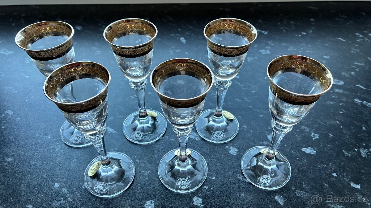 Bohemia Crystal - 6ks zlacenych sklenicek