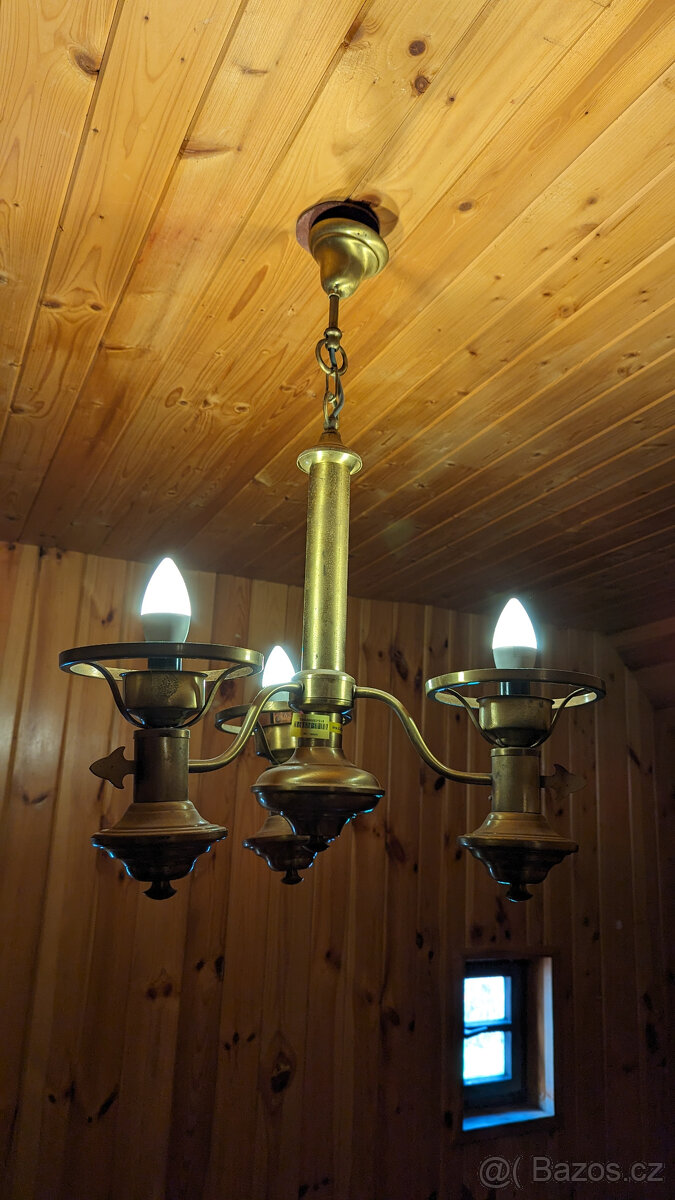 Mosazný stropní lustr/svítidlo, 4 ks celkem