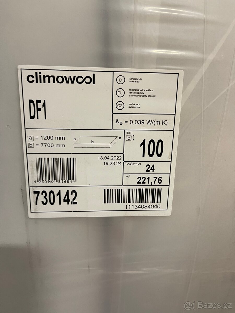 Climowool DF1, izolační skelná vata - role