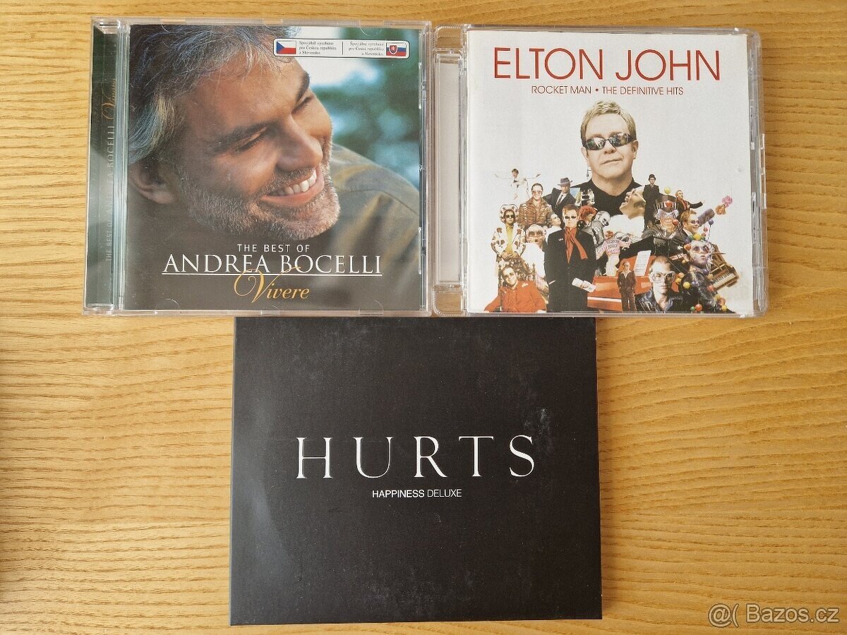Elton John, Andrea Bocelli, Hurts (100 Kč/kus)