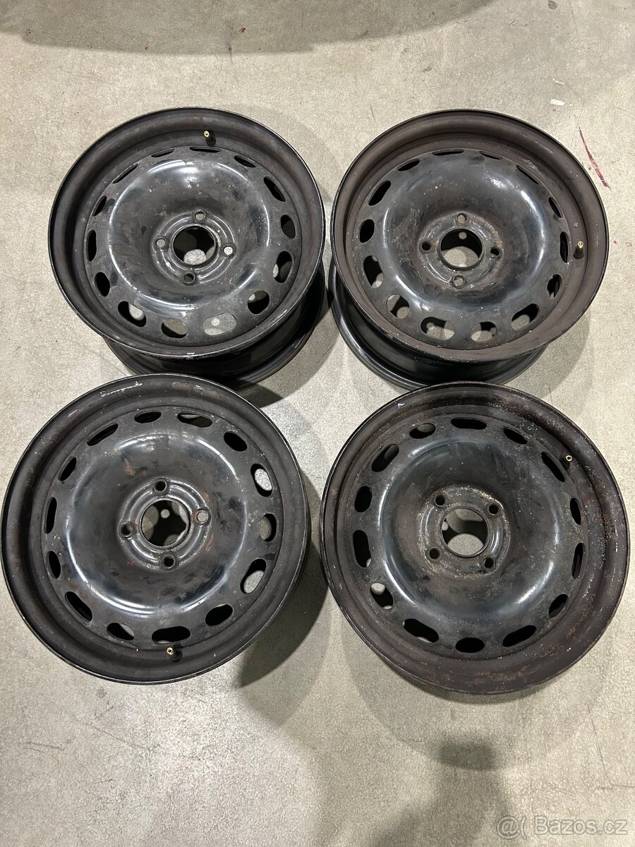 plechové disky 4x108 R15 + originální poklice Citroën