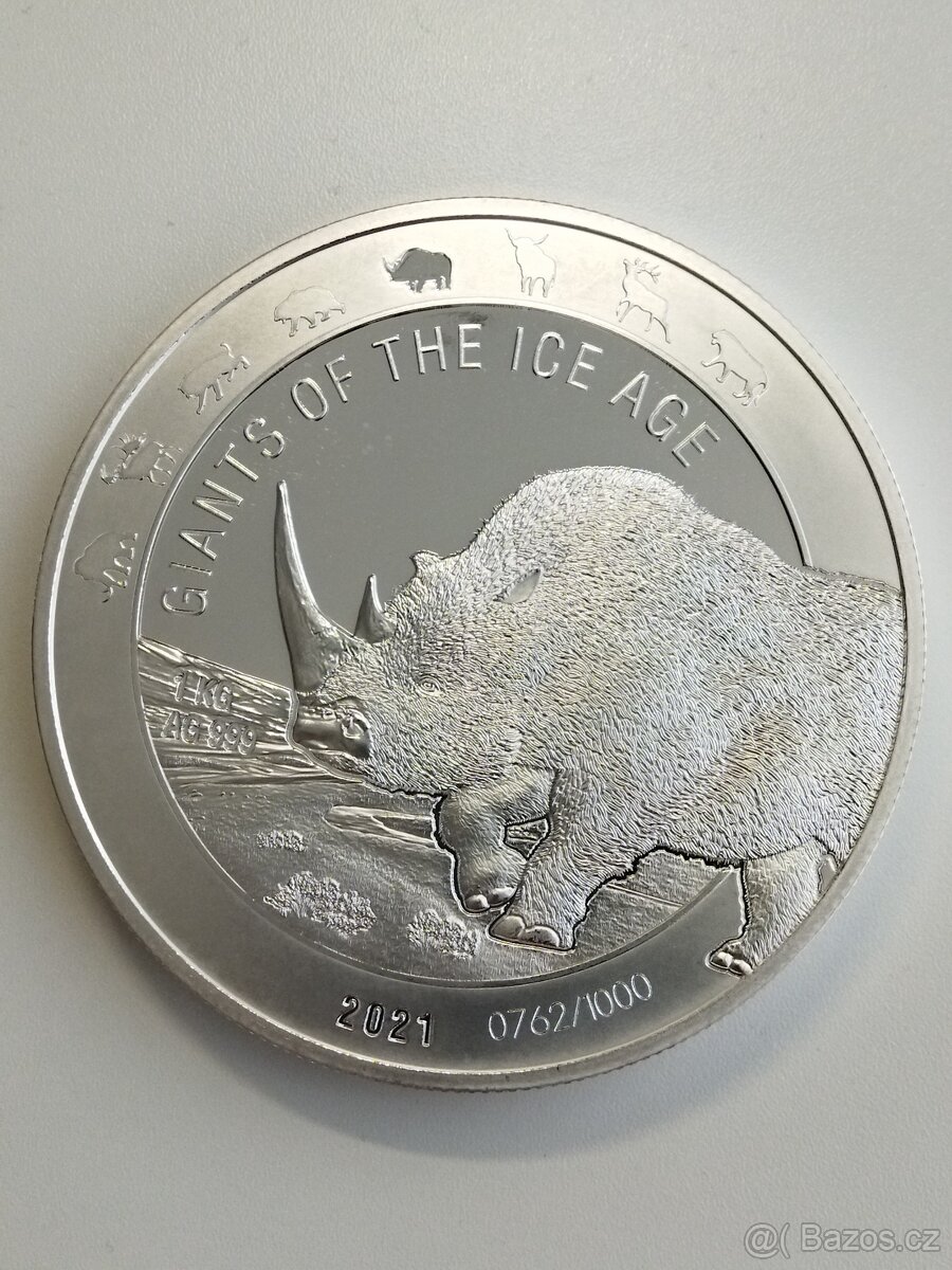 Stř. mince 1 kg s certifikátem - nosorožec 2021