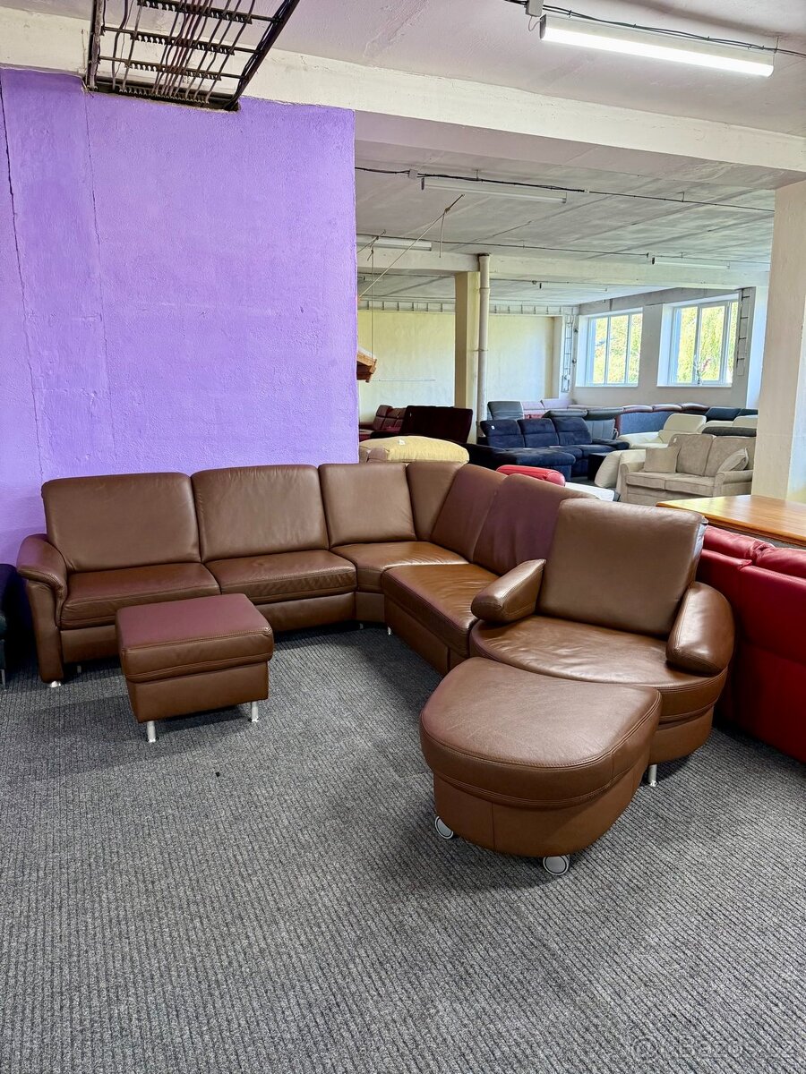 Sedací souprava rohová +taburet -rozkládací -kůže