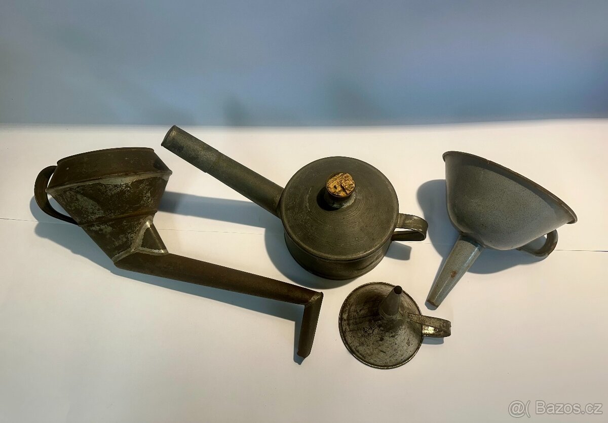 Set sbírka 4ks starý trychtýř lejka nálevka PRO SBĚRATELE