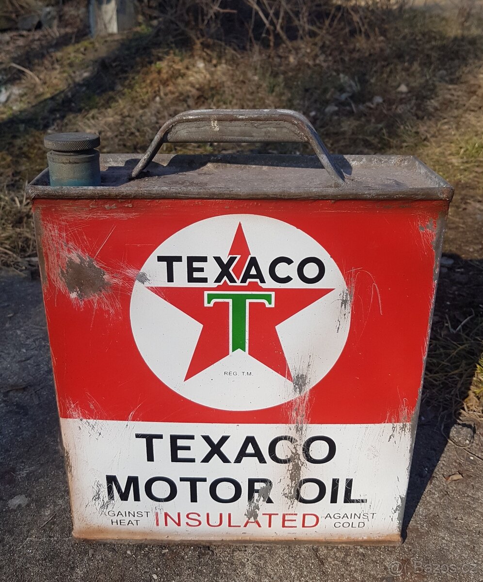 plechovka kanystr TEXACO Shell, Mobiloil, us cars