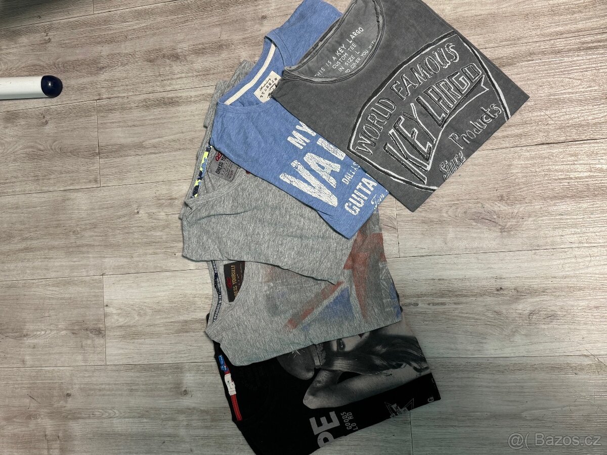 5x pánské tričko krátký rukáv vel L