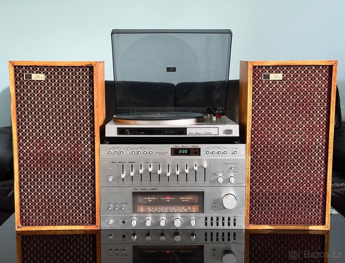 Fisher sestava - AM/FM Receiver, equalizer, timer, gramofon
