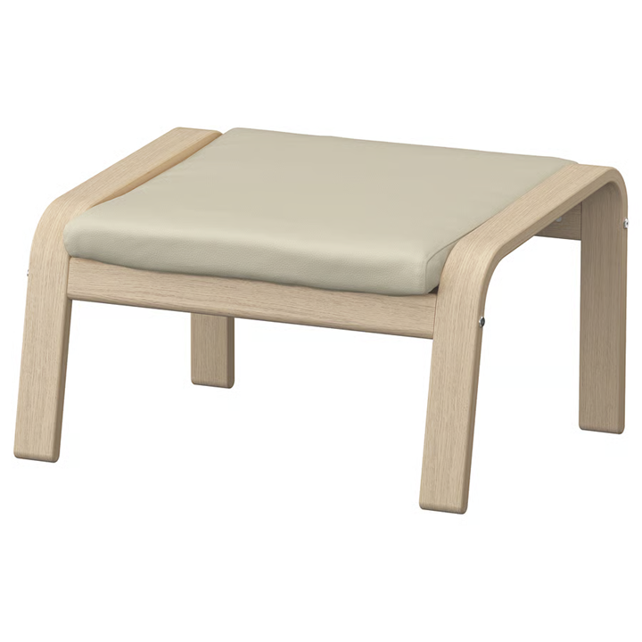 POÄNG podnožka IKEA bíl. moř. dub. dýha/Glose krémová