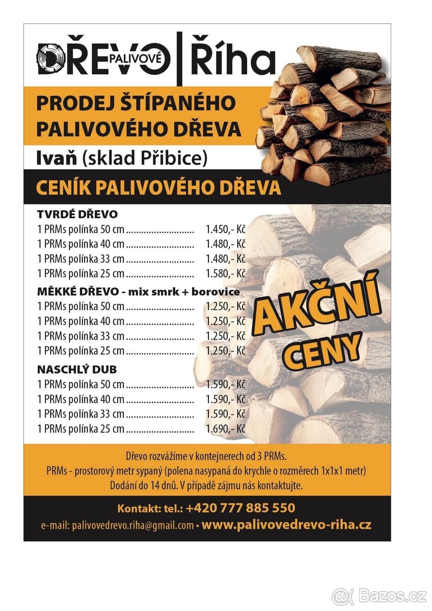 Prodej palivového dříví Ivaň, (Brno-venkov)