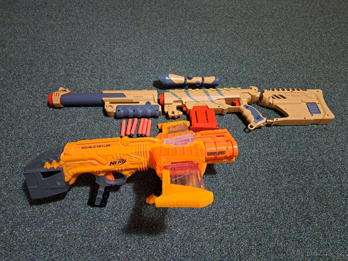 Pušky NERF Double Dealer a vojenská