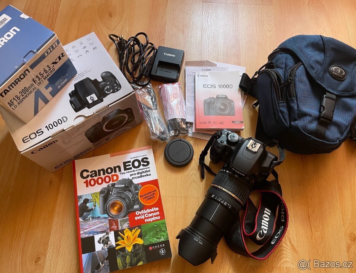 CANON EOS 1000D + TAMRON AF 18-200, brašna, nová bat.