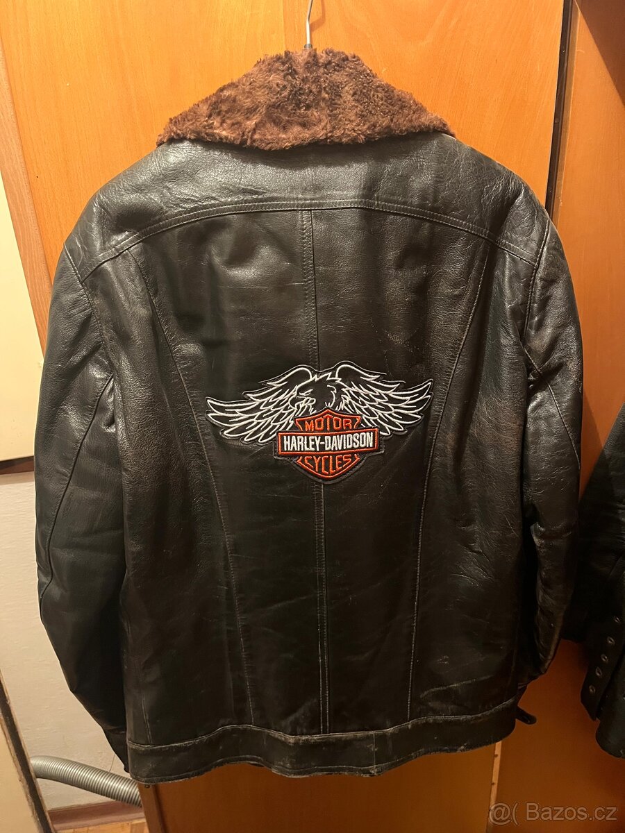 Kožená moto bunda s logem Harley Davidson