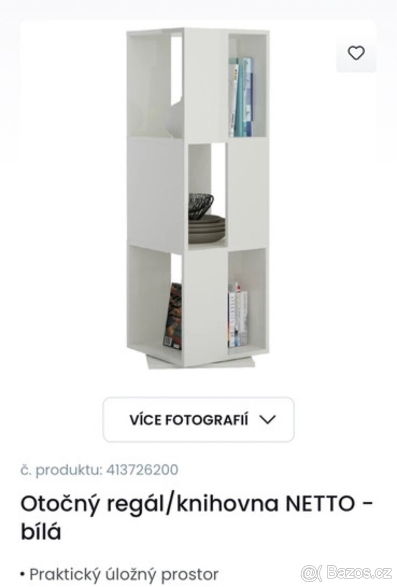 Bílý otočný regál/knihovna