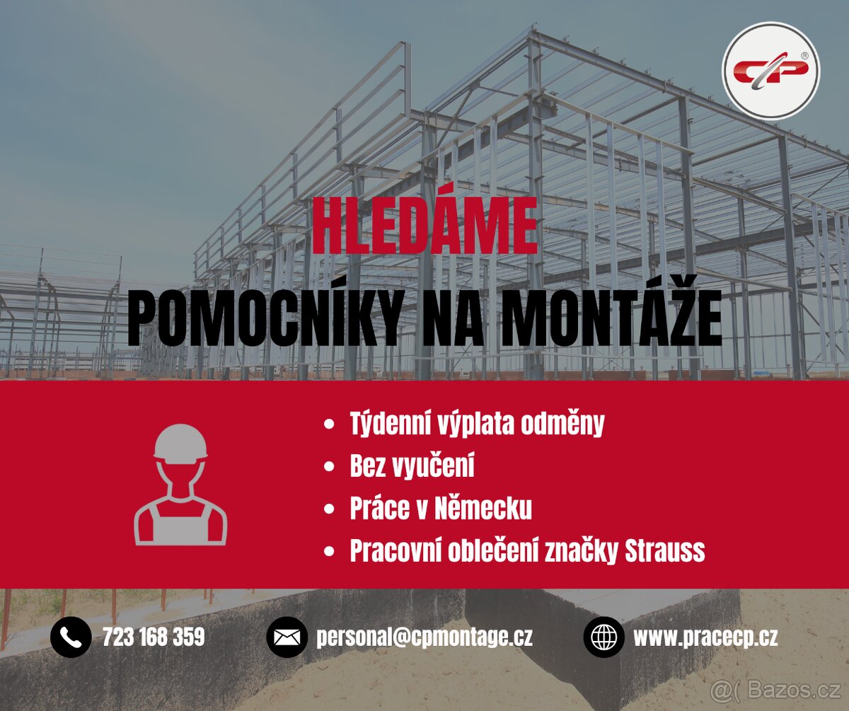 Práce v Německu s týdenní výplatou - Pomocník na montáže
